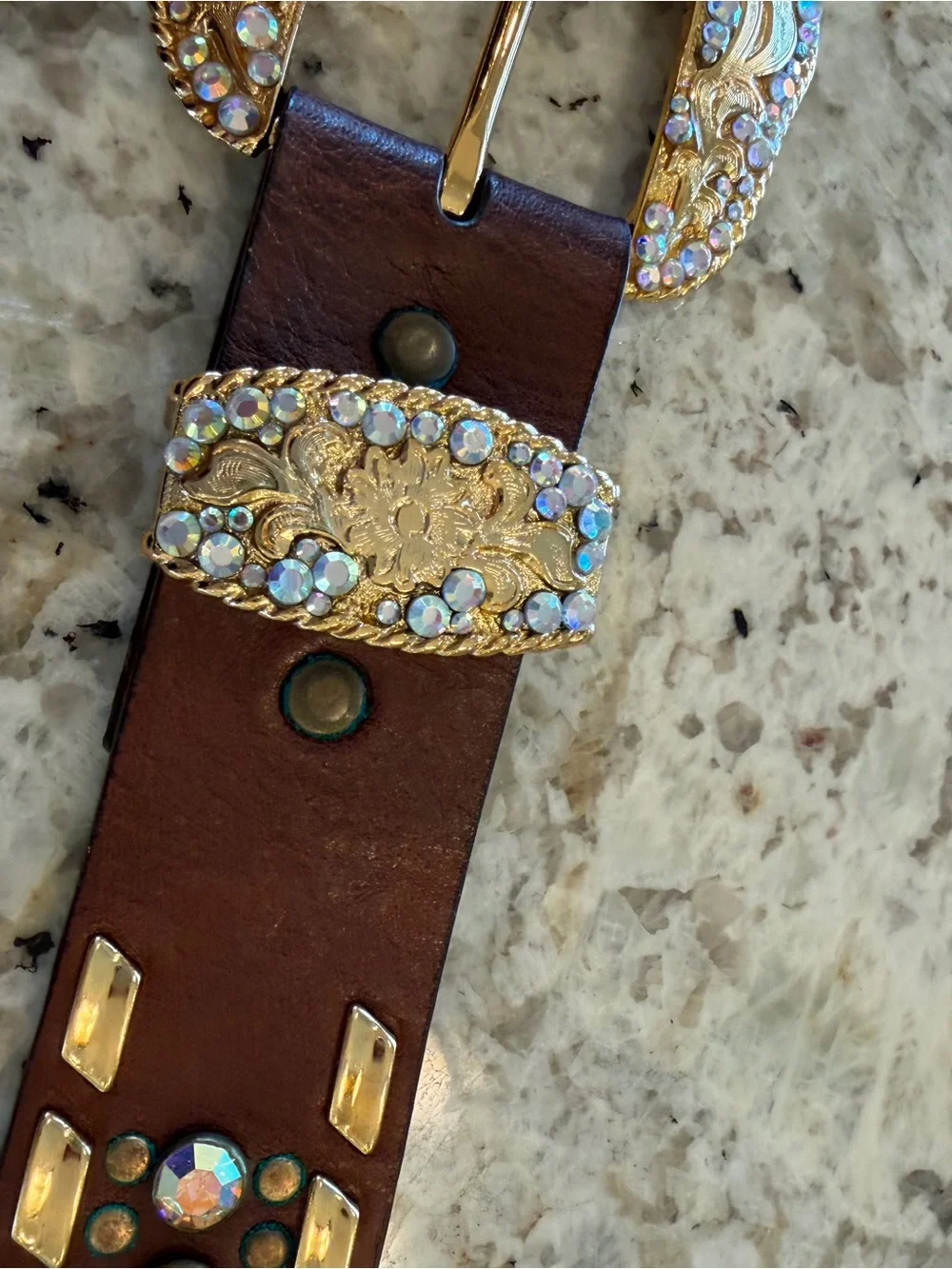 Nocona Leather Women's Belt Beautiful Rhinestones Bling Cowgirl Western Rodeo L